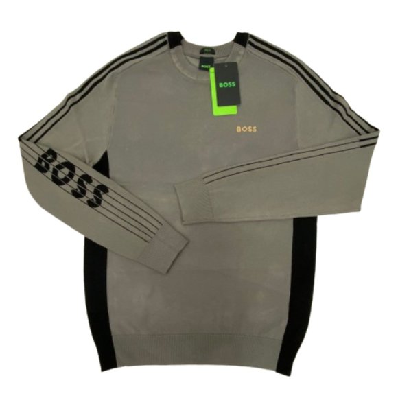 Hugo Boss Other - NWT Hugo Boss Men's Color Blocked Cotton Blend Sweater Striped Logo Gray S-XXL